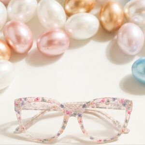 Clear Butterfly Print Cat Eye Glasses Frames Retro Whimsical No RX